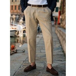 Velasca €310 Double Pleated Pants Made In Italy Size 46